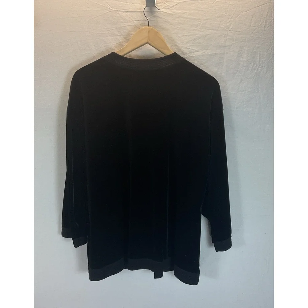 Misook Jacket Womens XL Black Velvet Open‎ Front Cardigan Elegant Quiet Luxury